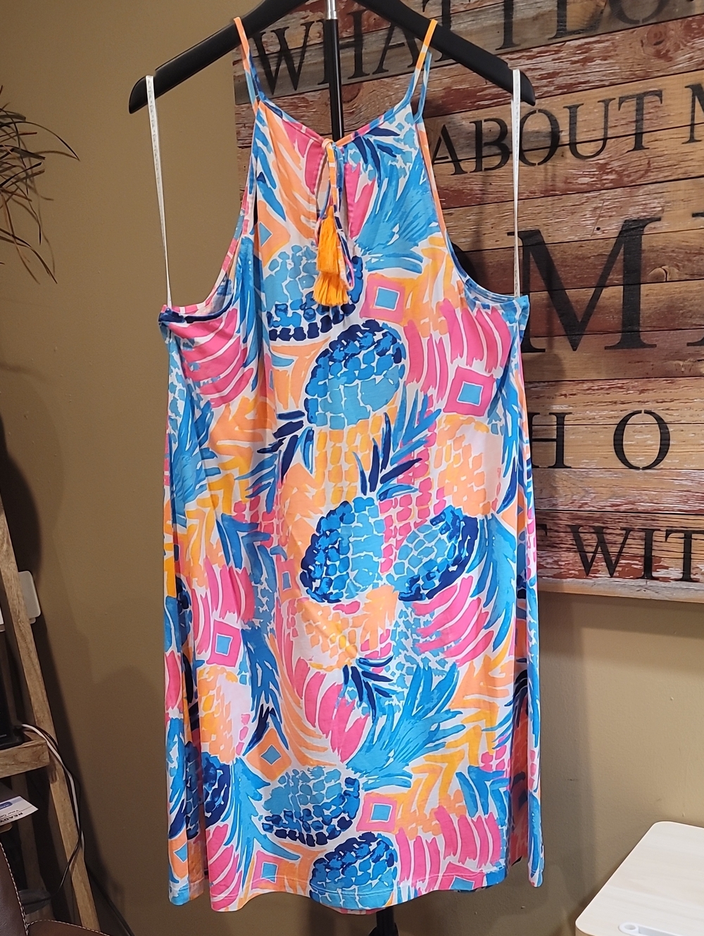 Lilly Pulitzer Tropical Tassel Shift Dress in Blue, Pink & Orange